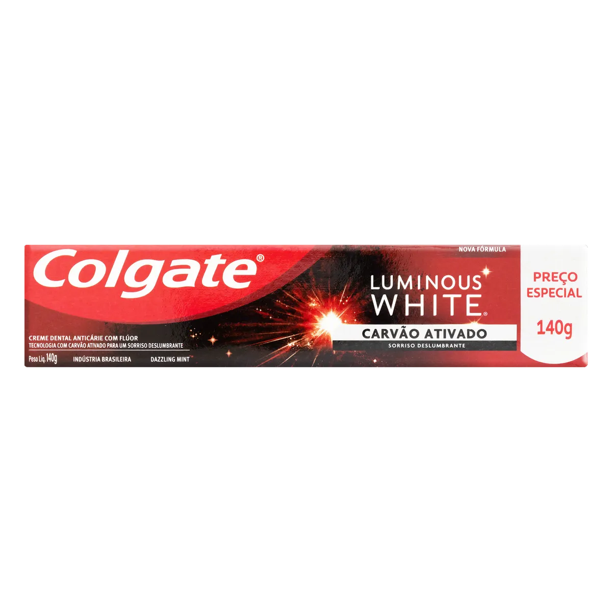 Creme Dental Carvão Ativado Dazzling Mint Colgate Luminous White