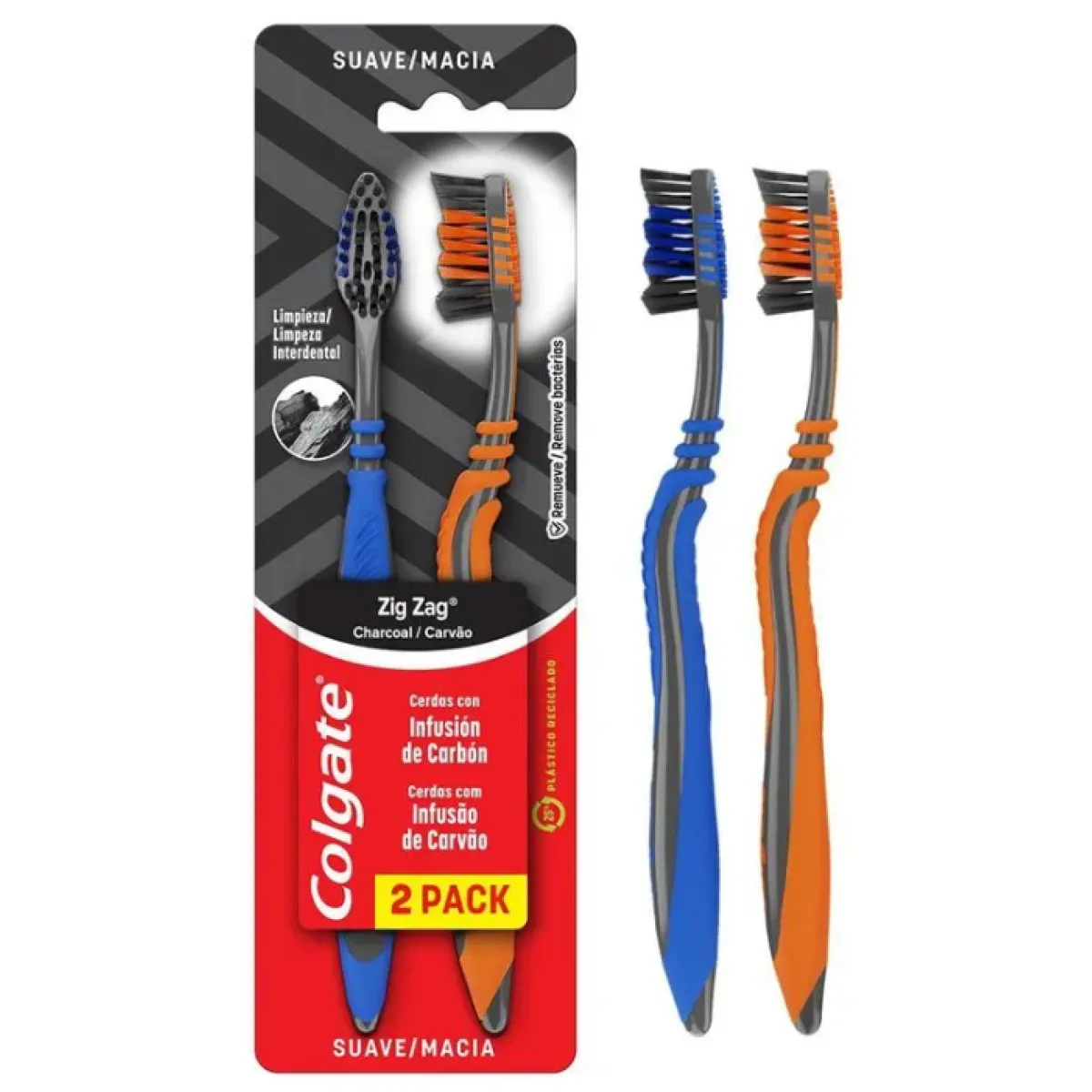 Escova Dental Colgate Zigzag Carvao 2un