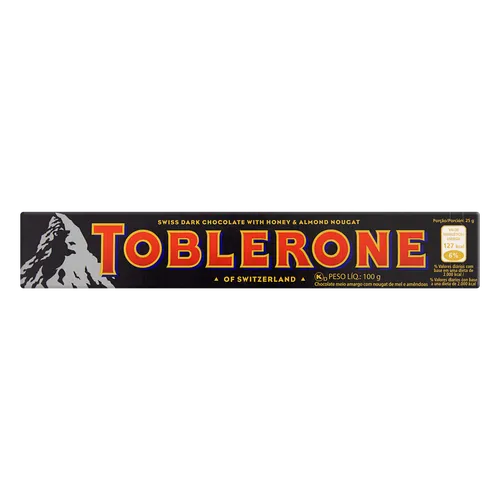 Chocolate Meio Amargo Nougat de Mel e Amêndoas Toblerone Caixa 100g