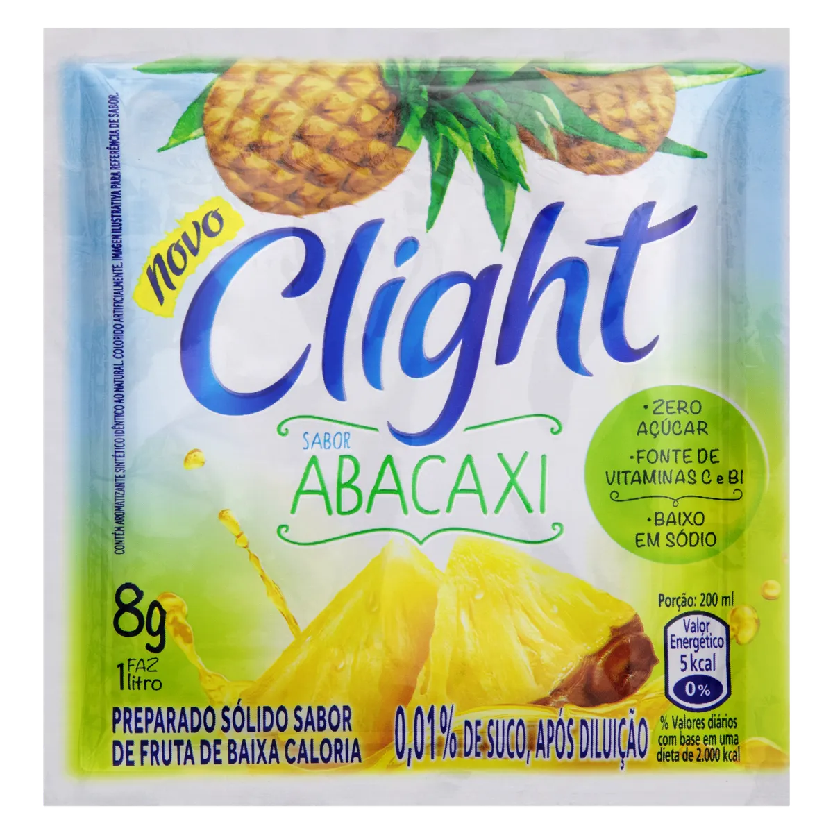 Refresco em Pó Abacaxi Zero Açúcar Clight 8g