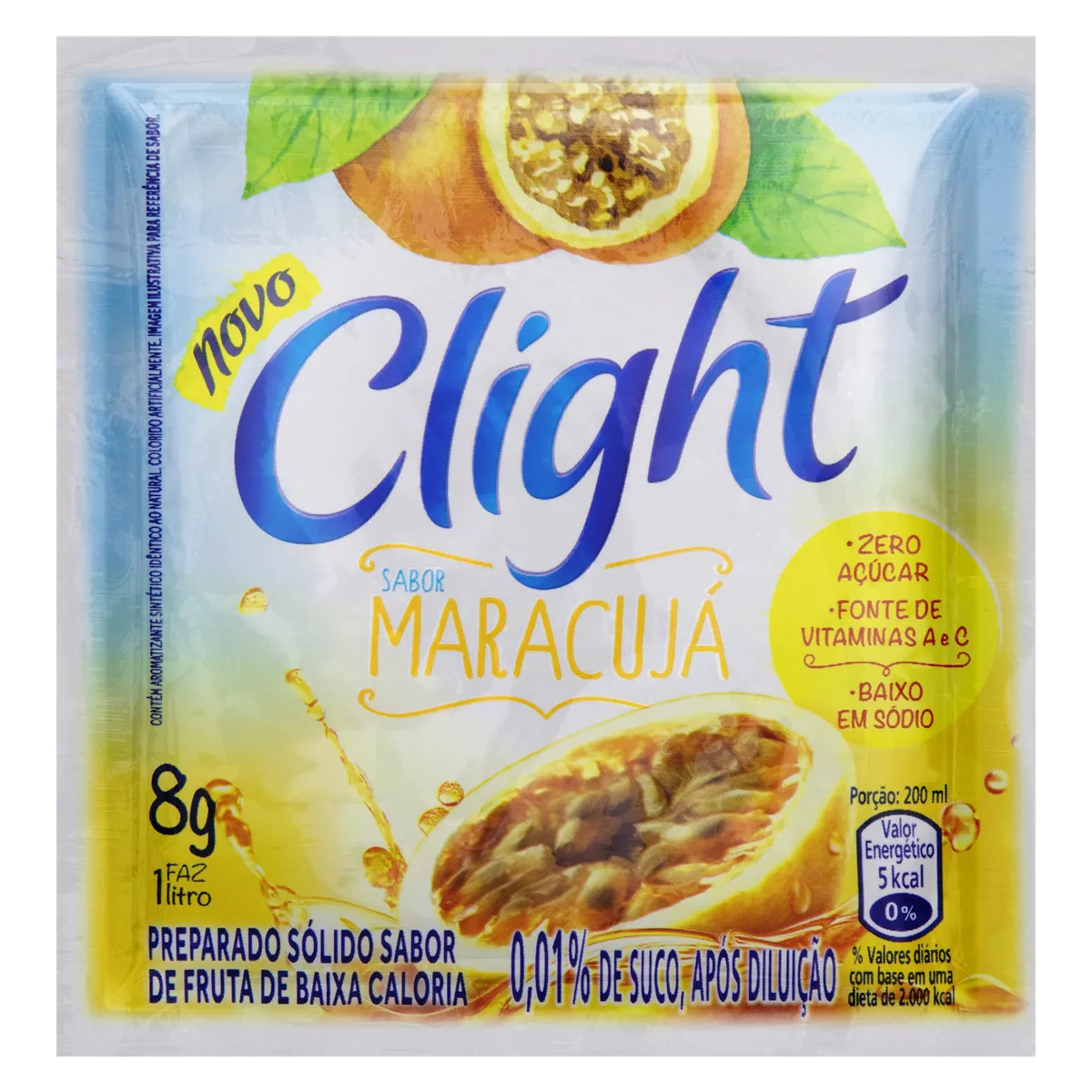 Refresco em Pó Maracujá Zero Açúcar Clight 8g