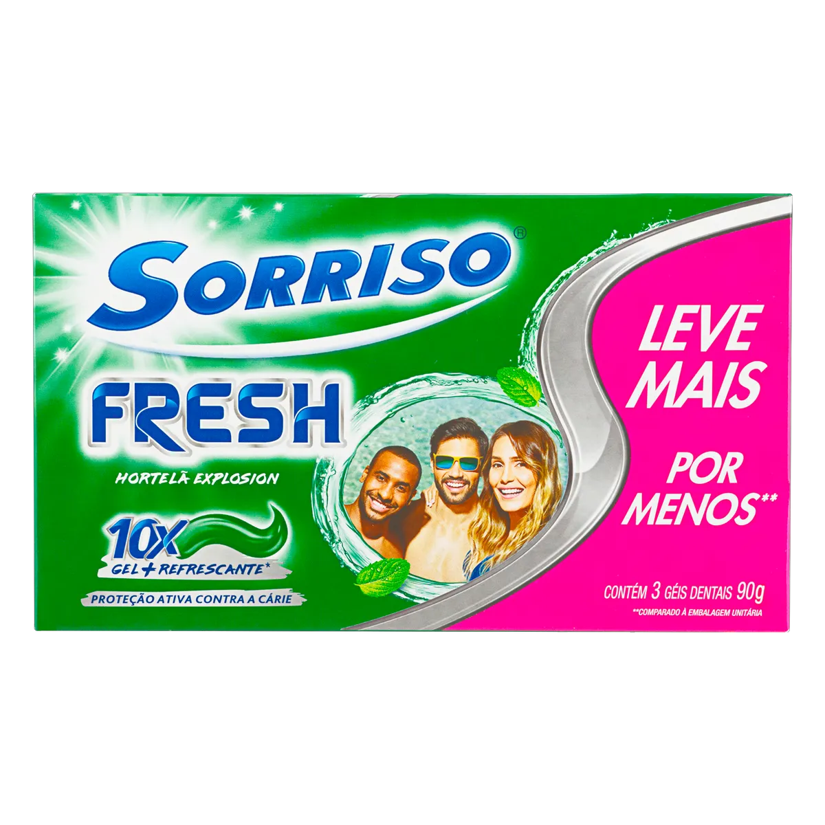 Pack Gel Dental Fresh Anticárie Hortelã Explosion Sorriso Caixa
