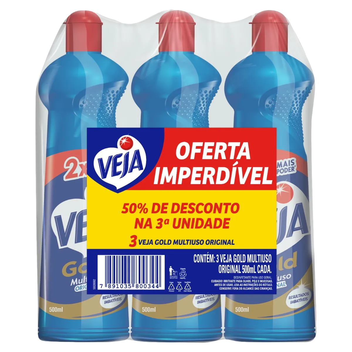 Limpador Multiuso Original Veja Gold 500ml c/3 unid