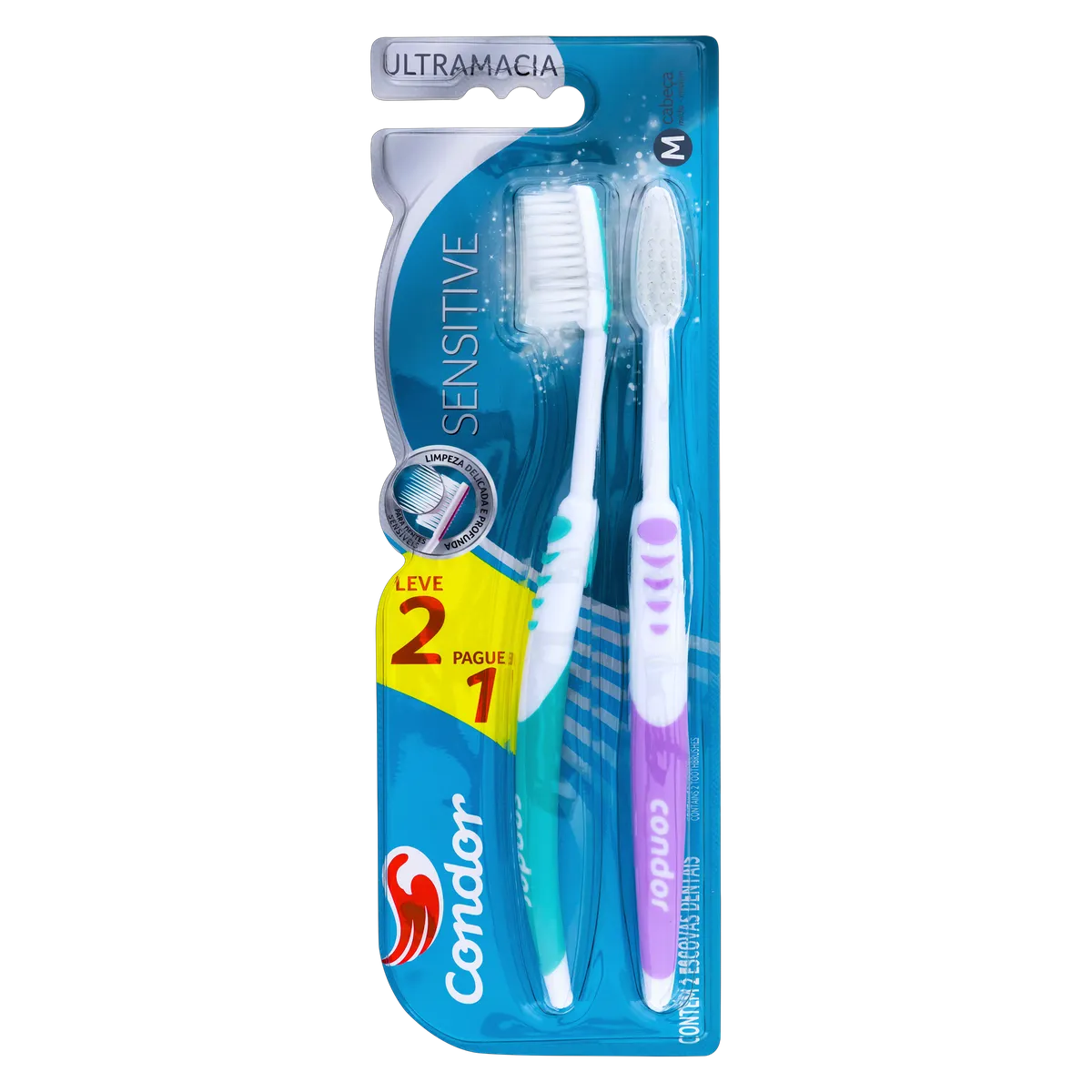 Escova Dental Ultra Macia Condor Sensitive Média Leve 2 Pague 1