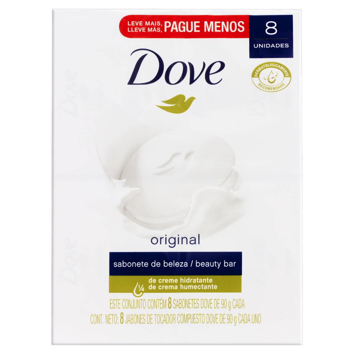 Pack Sabonete em Barra Original Dove Cartucho 90g Cada 8 Unidades