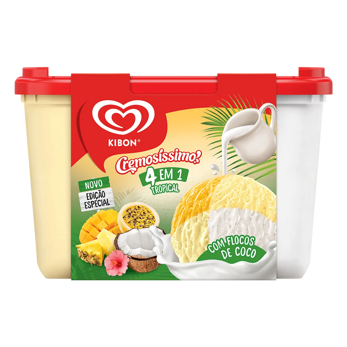 Sorvete 4 em 1 Tropical Kibon Cremosíssimo Pote 2L