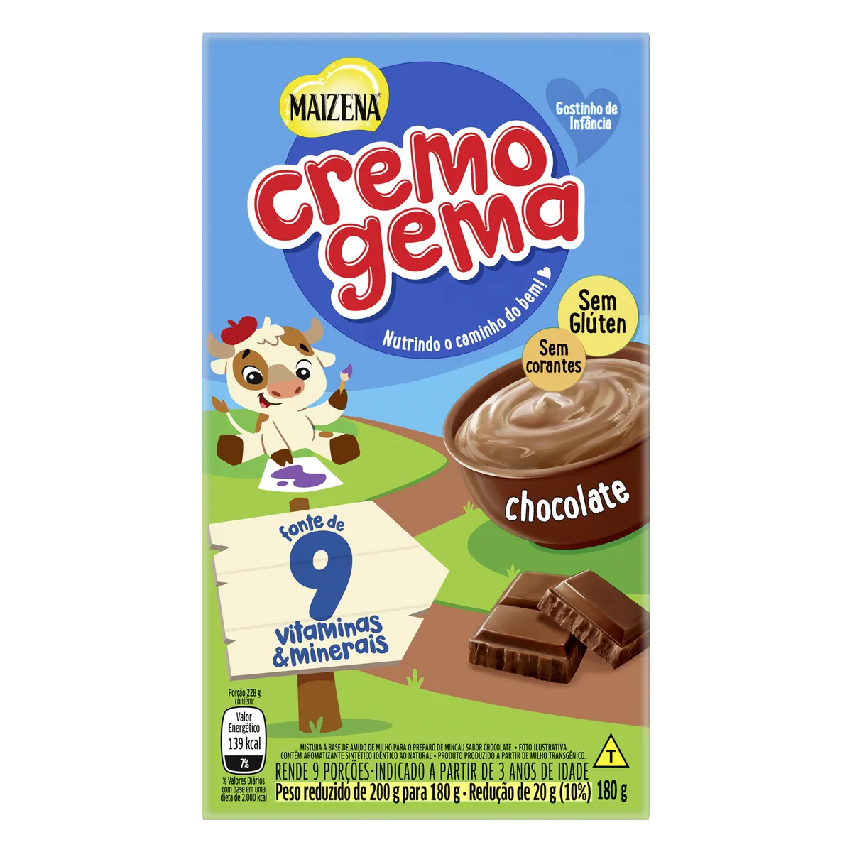 Mingau Chocolate Maizena Cremogema Caixa 180g