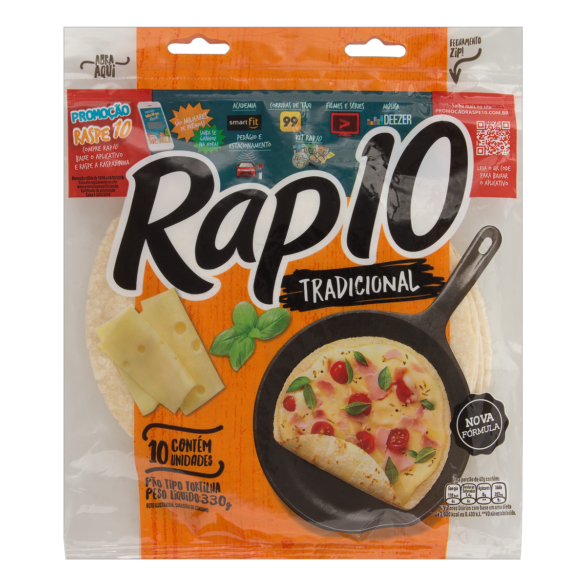 Pão Tortilha Tradicional Rap 10 330g c/10 unid