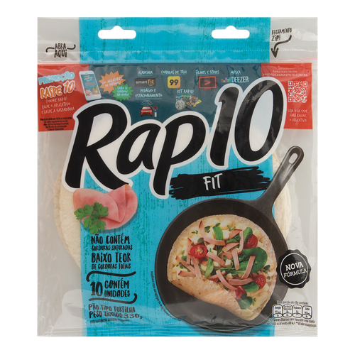Pão Tortilha Fit Rap 10 Pacote 330g 10 Unidades