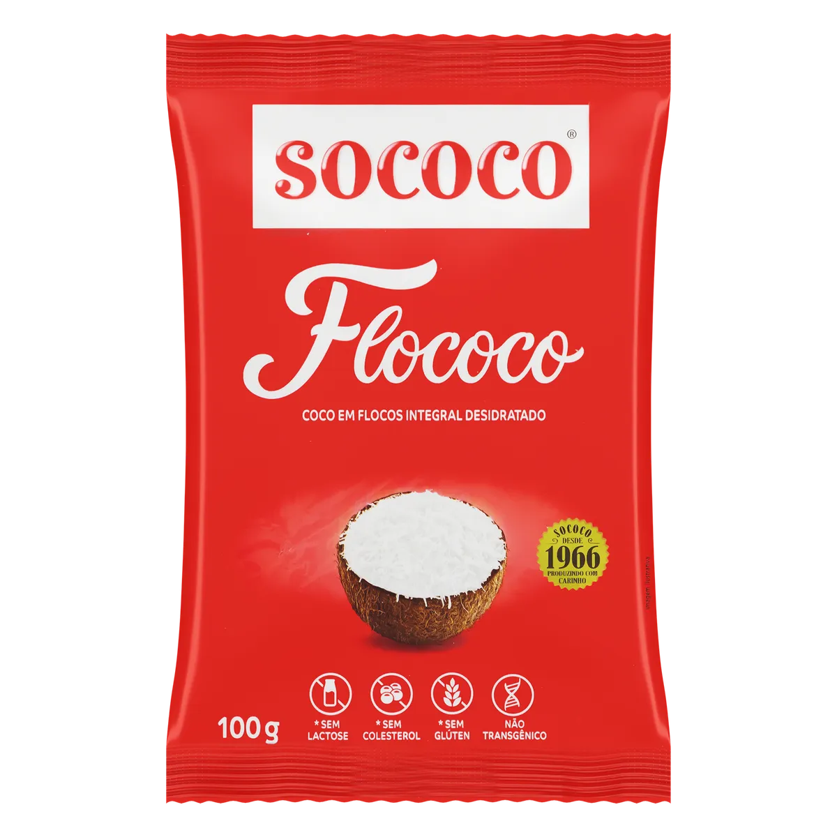 Coco Ralado Desidratado em Flocos Integral Sococo 100g