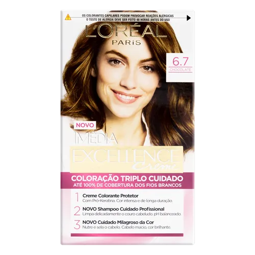 Coloração Tripla Proteção Creme 6.7 Chocolate Puro L'oréal