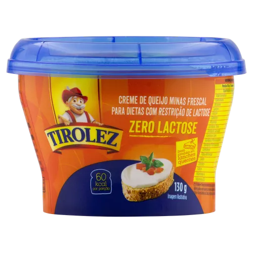Creme de Queijo Minas Frescal Zero Lactose Tirolez Pote 130g