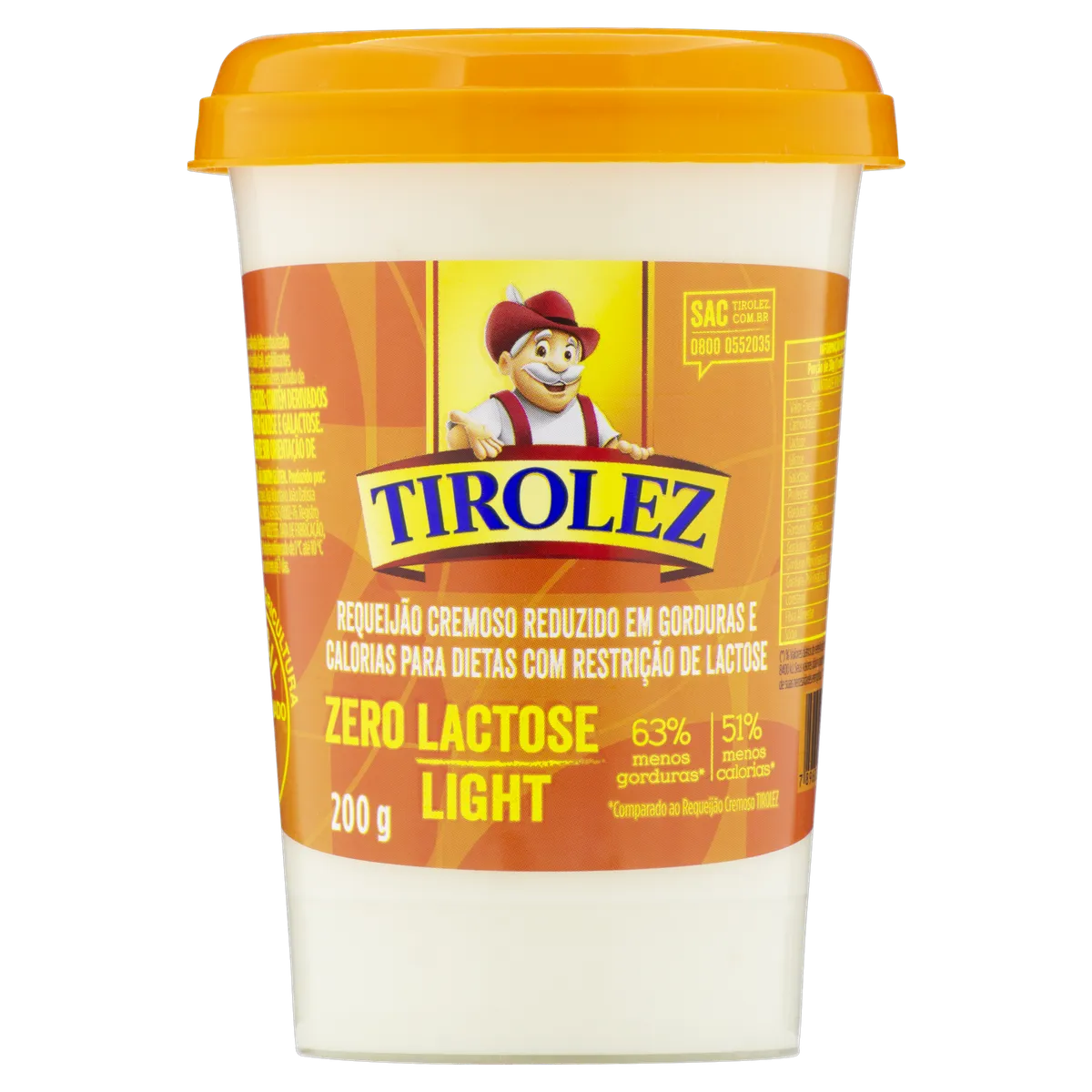 Requeijão Cremoso Light Zero Lactose Tirolez Copo 200g