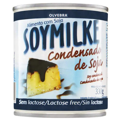 Leite Condensado de Soja Zero Lactose Soymilke Olvebra Lata 330g