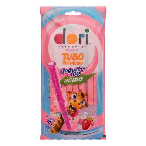 Bala Regaliz Tubo Azedinho Sabor Yogurte 100 Dori 70g - Confeitaria e Artigos para Festas em Blumenau
