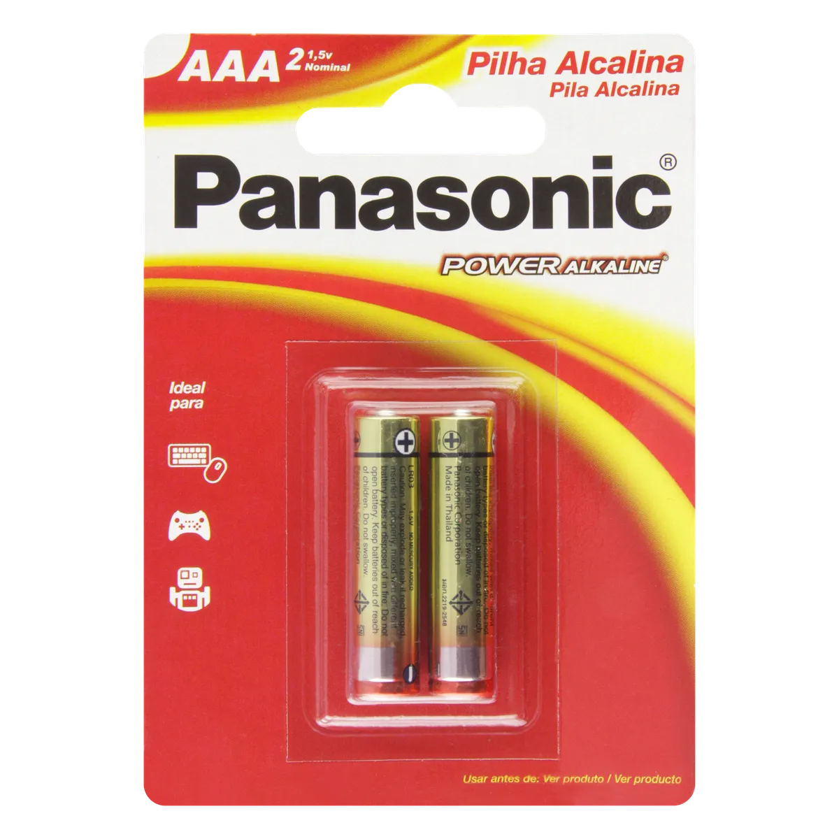 Pilha Alcalina AAA Panasonic Power Alkaline 1,5V Palito c/2 unid