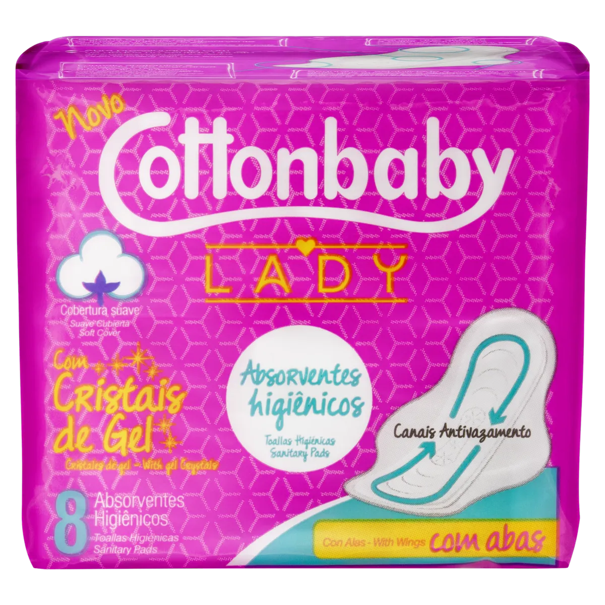 Absorvente com Abas Suave Cottonbaby Lady Pacote 8 Unidades