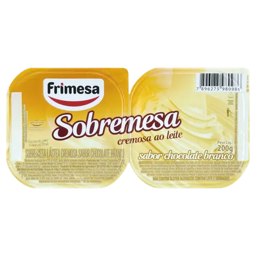 Sobremesa Láctea Cremosa de Chocolate Branco Frimesa Bandeja 200g