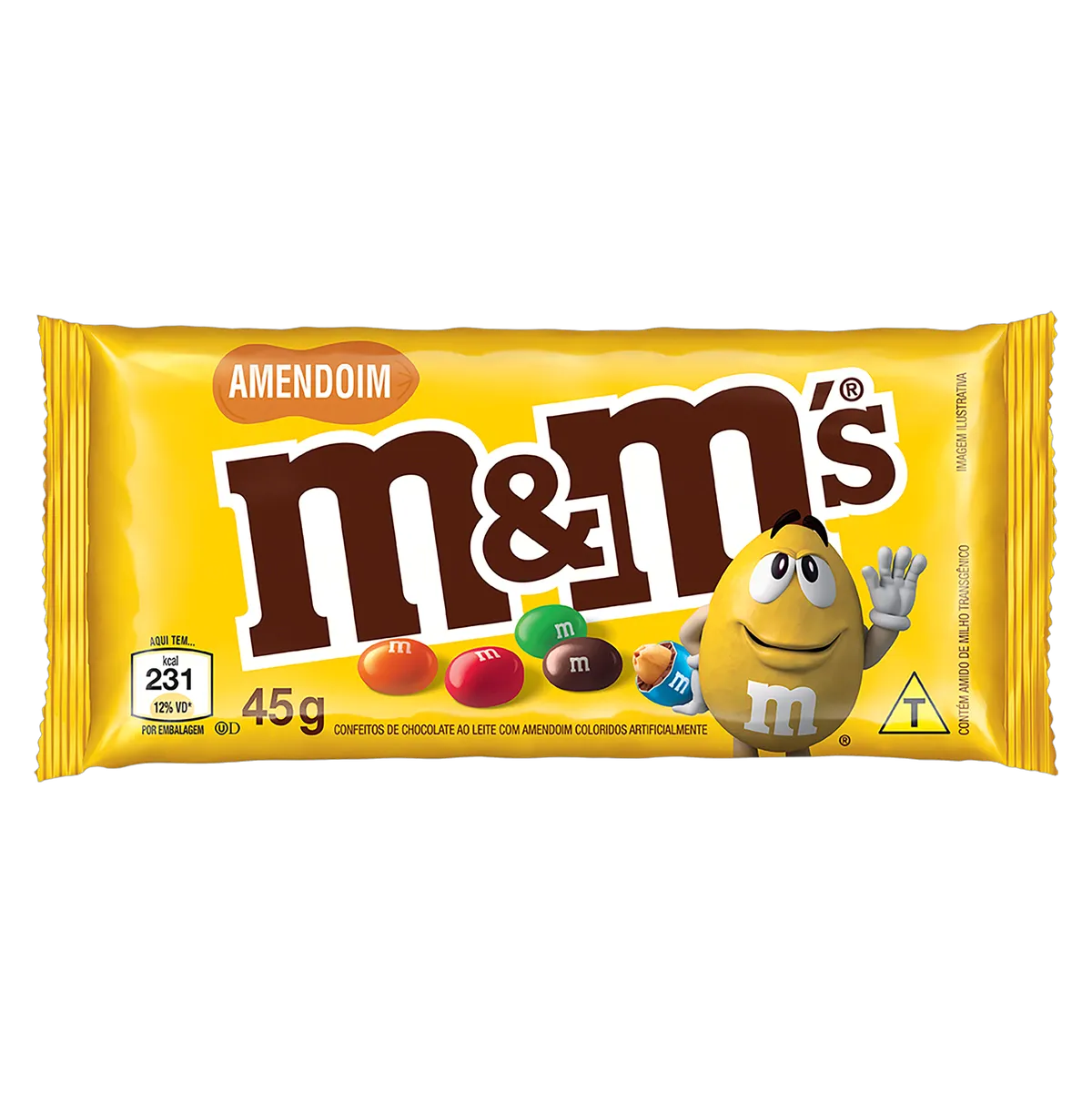 Confeito de Chocolate ao Leite com Amendoim M&M's Pacote 45g