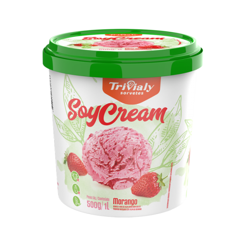 Sorvete Trivialy Soycream sem Lactose Morango 1L