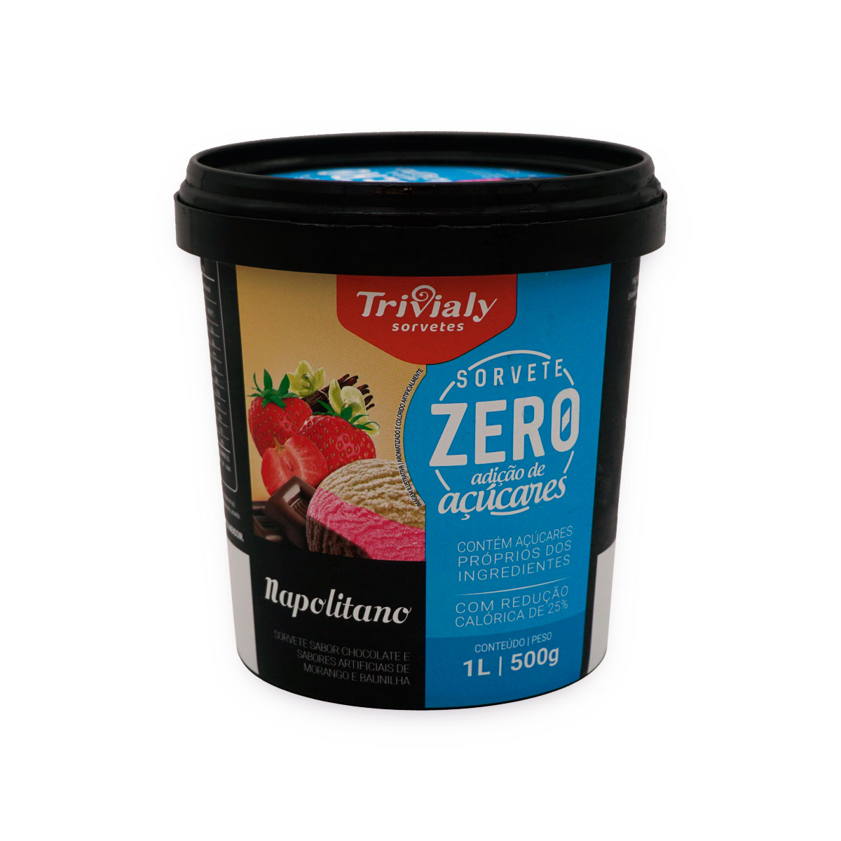 Sorvete Trivialy Napolitano Zero Açucar 1L