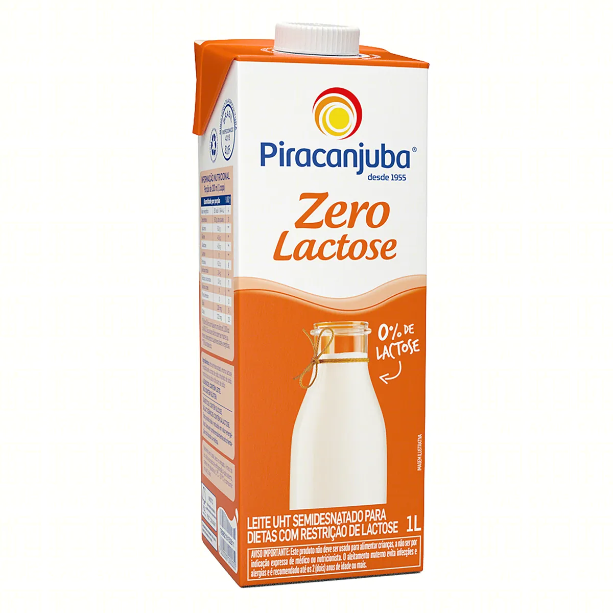 Leite UHT Semidesnatado Zero Lactose Piracanjuba Caixa 1L