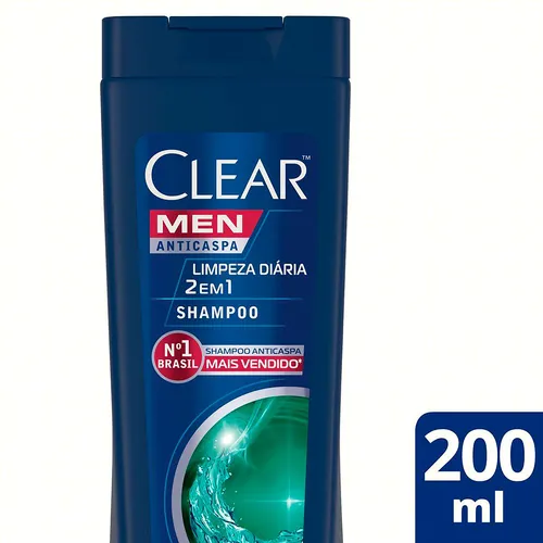 Shampoo 2 em 1 Anticaspa Limpeza Diária Clear Men 200ml