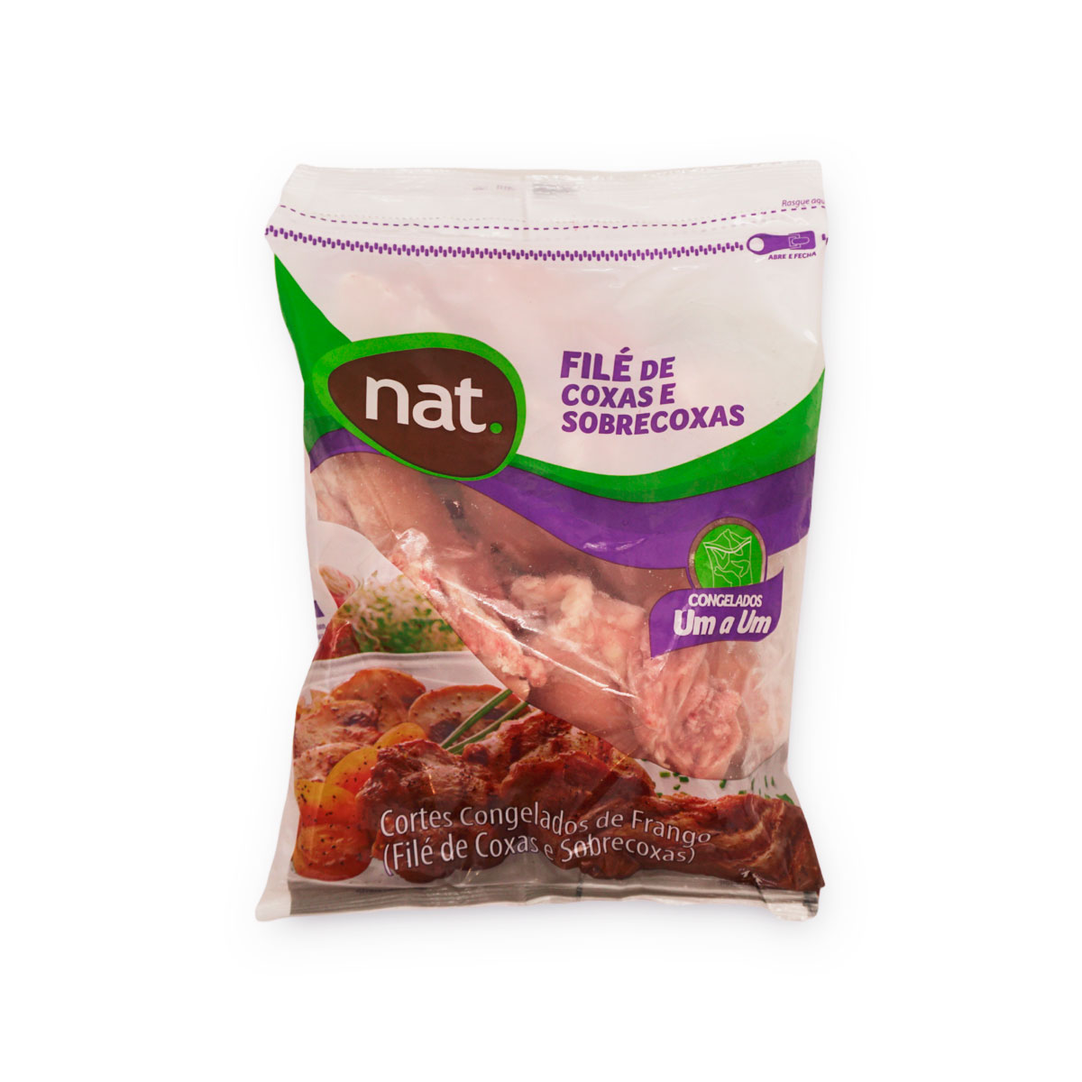 Filé de coxa e sobrecoxa de frango Nat congelado1kg