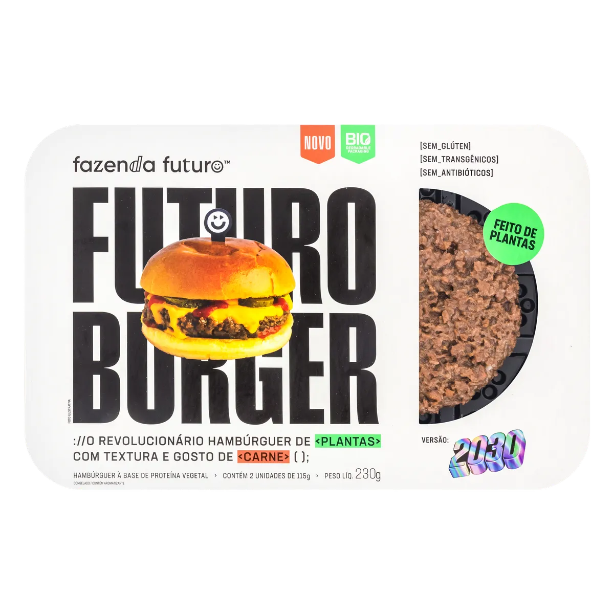 Hambúrguer Vegetal Fazenda Futuro Burger Bandeja 230g 2 Unidades