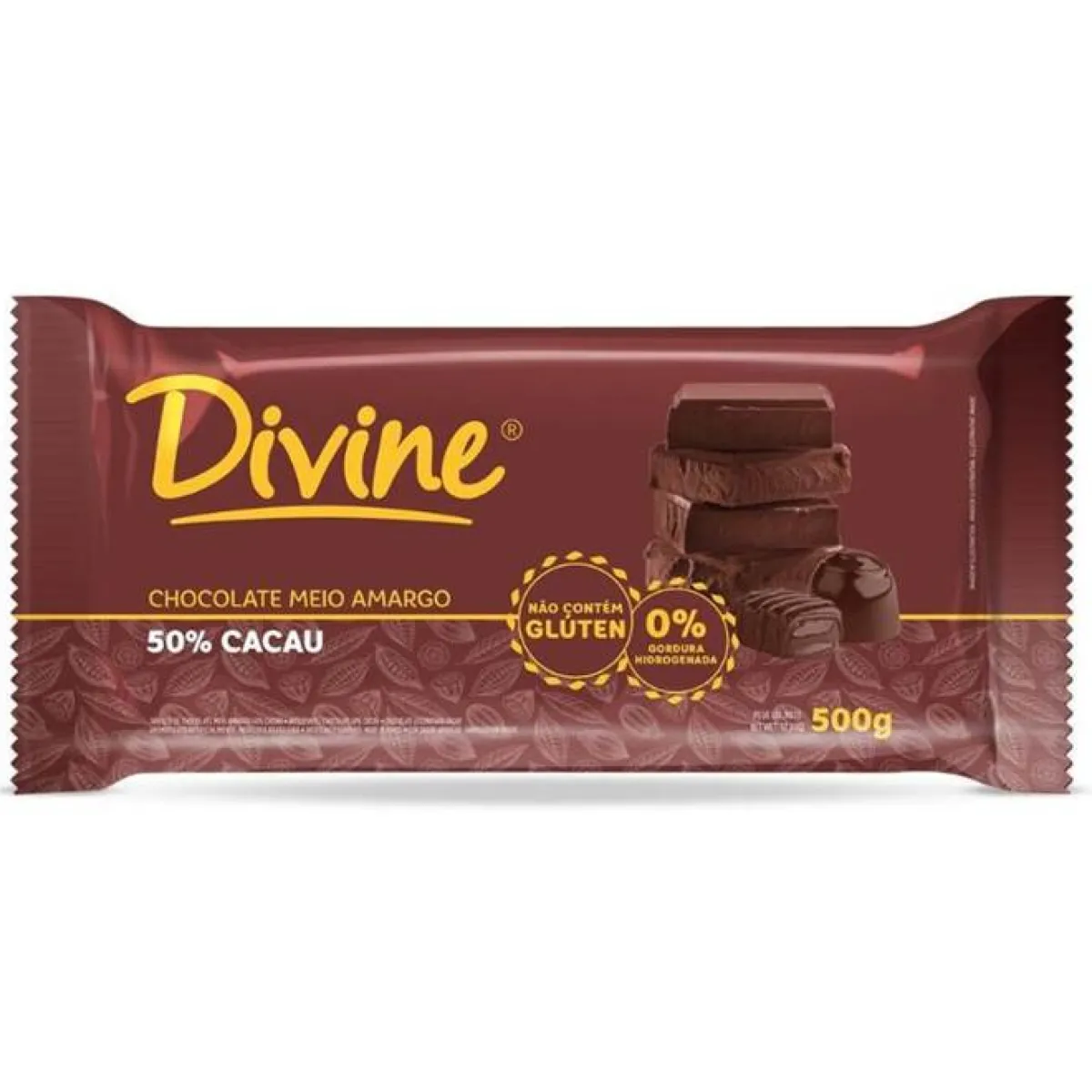 Chocolate Divine Meio Amargo 50% Cacau 500g